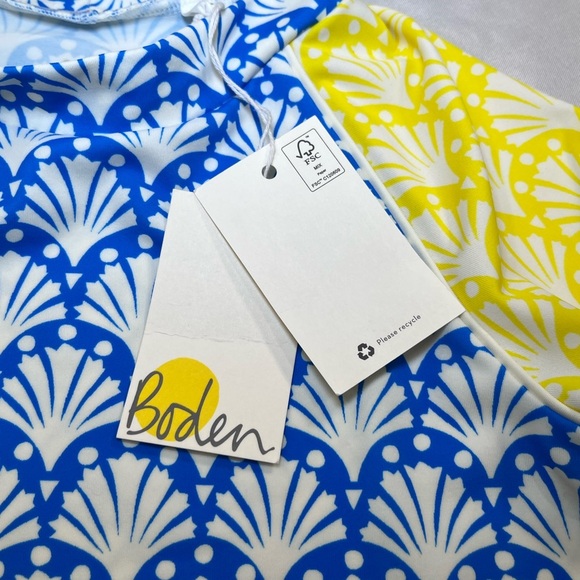 NWT Boden Girls 5-6 Years Blue and Yellow Hotchpotch Long Sleeve Swim Rash Guard - Picture 5 of 6